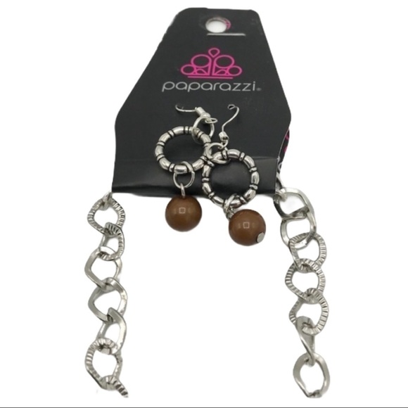 NWT Paparazzi “Charmed I Am Sure” Silvertone 18” Beaded Necklace & Earring Set - Picture 3 of 3